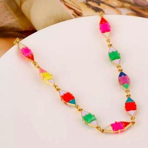 Kate Spade New York Candy Color Geometric Crystal Stone Necklace.